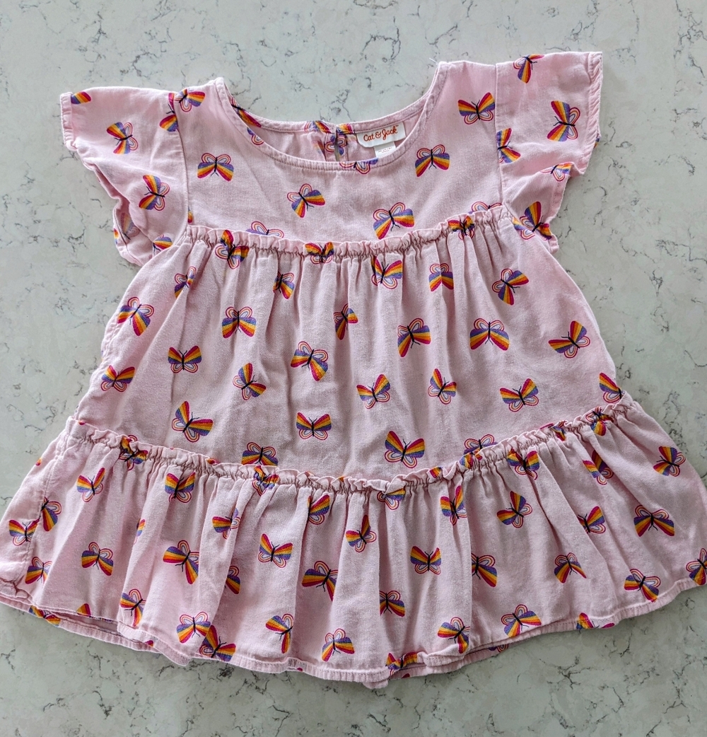 Pink Butterfly Print Shirt